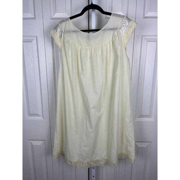 Vintage Sears Perma Prest Cotton Satin Yellow Sleevless nighgown Size 40-42 - Picture 4 of 5